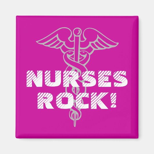 Infirmières Rock ! Aimant avec symbole caduceus (Devant)