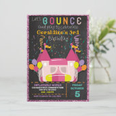 INFLATABLE BOUNCE SLIDE CASTLE BIRTHDAY INVITATION KAART (Staand voorkant)