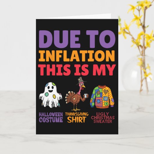 Inflation Costume Trio Halloween Thanksgiving en Kaart (Gele Bloem)