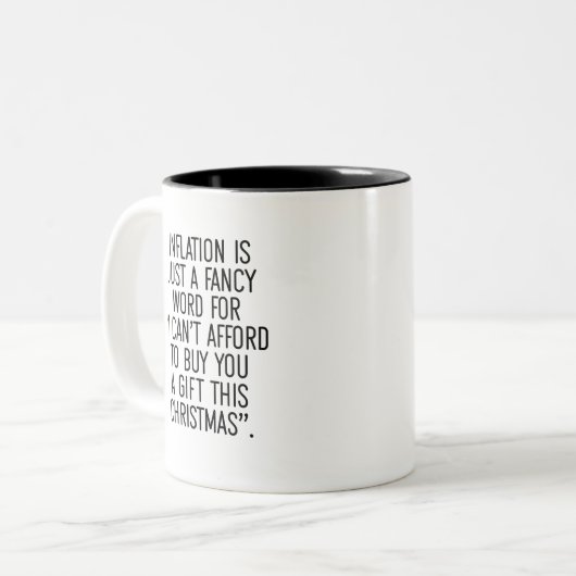Inflation Drôle Mème de Noël Mème de café Mug (Devant gauche)