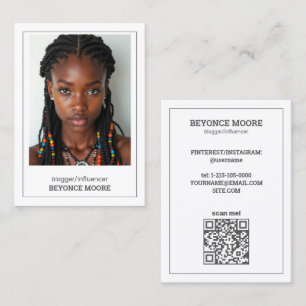 Influencer Blogger Aangepaste QR & Foto Visitekaartje