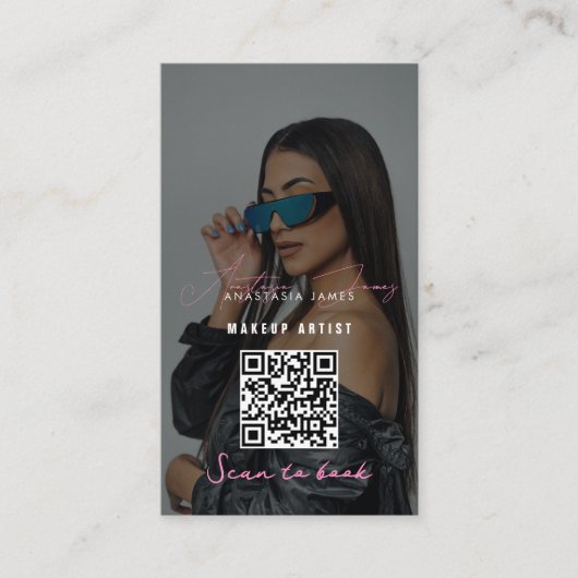 Influencer Business Grid Korting Loyaliteit QR-cod Visitekaartje (Voorkant)