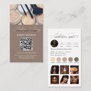 Influencer Esthetician Social Media QR Code Beige Visitekaartje