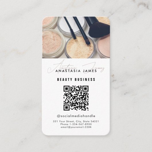 Influencer Esthetician Social Media QR Code Wit Visitekaartje (Voorkant)