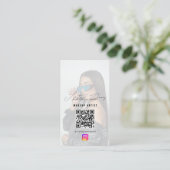 Influencer Fotofeed Grid QR-code Zwart Wit Visitekaartje (Staand voorkant)