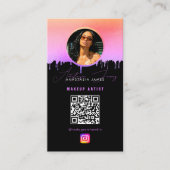 Influencer Fotofeed Social Media QR-code Paarse Visitekaartje (Voorkant)
