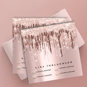 Influencer Makeup Drip Glitter Roos Chocolade Roze Vierkante Visitekaartje