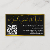 Influencer Model Geel Goud Zwart Foto QR-code Visitekaartje (Achterkant)