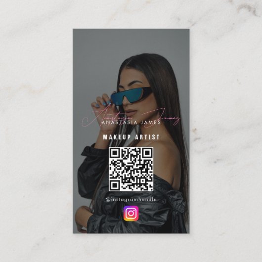 Influencer Photo Feed Girly Social Media QR Code Visitekaartje (Voorkant)