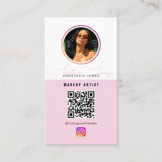 Influencer Photo Feed Grid Social Media QR Code Visitekaartje (Voorkant)