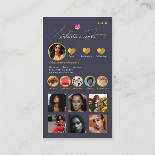 Influencer Photo Feed Grid Social Media QR Code Visitekaartje (Achterkant)