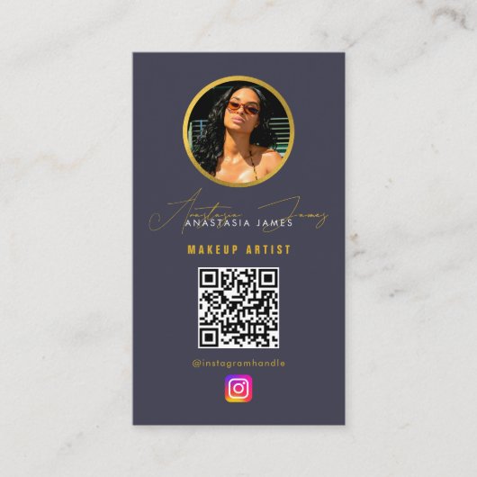 Influencer Photo Feed Grid Social Media QR Code Visitekaartje (Voorkant)