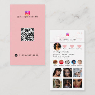 Influencer Photo Feed Social Media QR Code Roze Visitekaartje