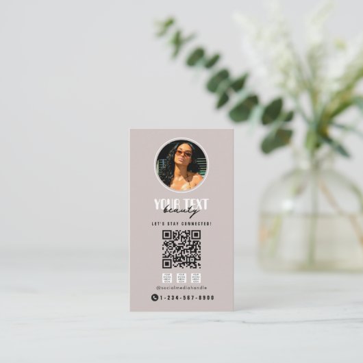 Influencer Photo Social Media QR Code Sjabloon Visitekaartje (Staand voorkant)