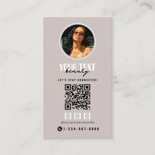 Influencer Photo Social Media QR Code Sjabloon Visitekaartje (Voorkant)