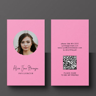 Influencer QR code social media foto roze Visitekaartje