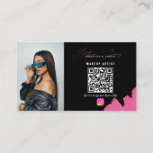 Influencer Zwart & Roze Social Media QR Code Visitekaartje (Voorkant)