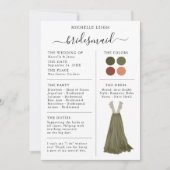 Info Carte Bridesmaid Détails Olive, Terracotta (Devant)