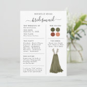 Info Carte Bridesmaid Détails Olive, Terracotta (Debout devant)