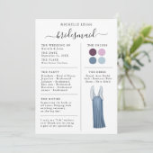 Info Carte Bridesmaid Détails Plum, Lavande, Bleu (Debout devant)