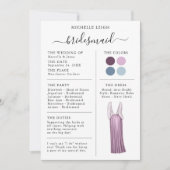Info Carte Bridesmaid Détails Plum, Lavande, Bleu (Devant)