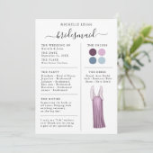 Info Carte Bridesmaid Détails Plum, Lavande, Bleu (Debout devant)