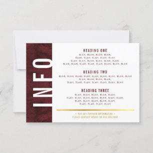 INFO DETAILS vet blok modern rood bordeauxrood gou RSVP Kaartje