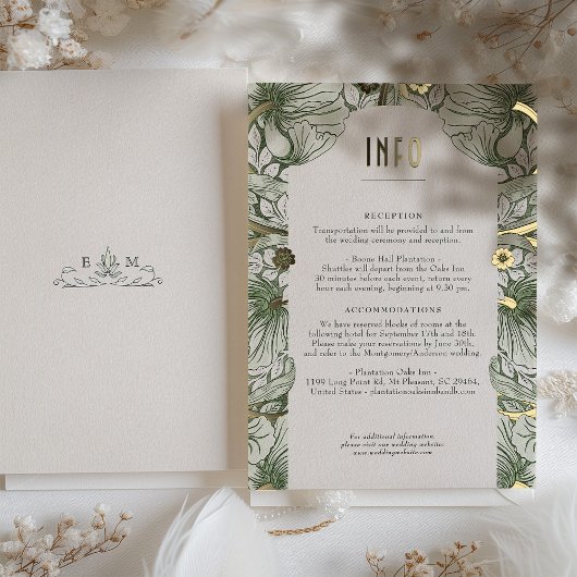 Info & Details Victoriaans Bloemen Bruiloft Folie Uitnodiging