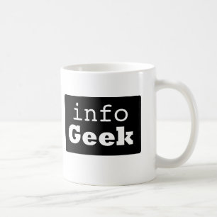 Info Geek mok (logo: witte tekst, zwarte achtergro
