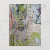 info shows abstract words collage with face briefkaart (Voorkant)