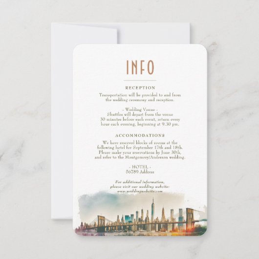 InFO voor bruiloft en Details New York Uitnodiging (Voorkant)