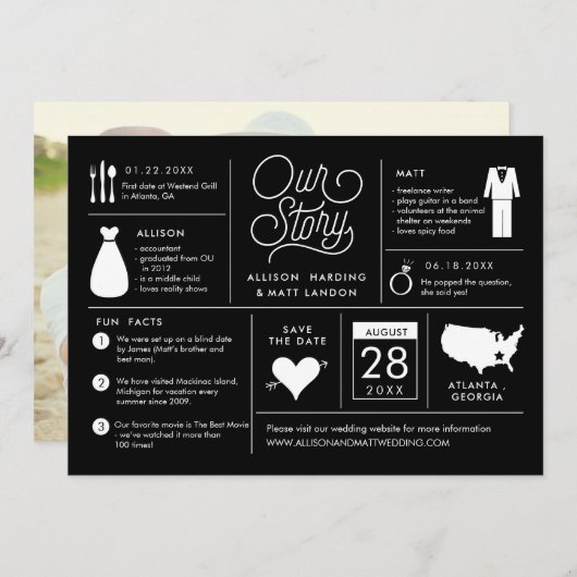 Infographic Save the Date Verloving Notice (Voorkant / Achterkant)