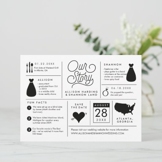 Infographic Save the Date Verloving Notice (Staand voorkant)