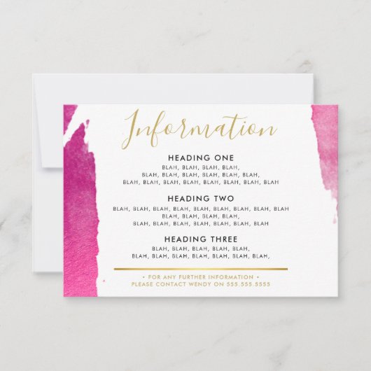 INFORMATIE BEHUIZING modern luxe verguld roze Bedankkaart (Voorkant)