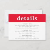 INFORMATIE DETAILS modern vet jongen rood Kaart (Voorkant)