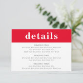 INFORMATIE DETAILS modern vet jongen rood Kaart (Staand voorkant)