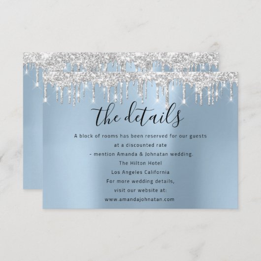 Informatie Enclosure Kaart Trouwdetails Blauw (Voorkant / Achterkant)