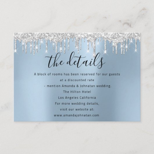 Informatie Enclosure Kaart Trouwdetails Blauw (Voorkant)