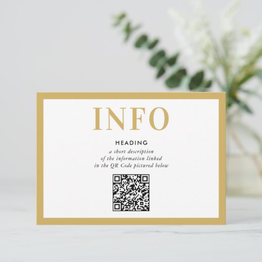 INFORMATIE INSERT modern zwart goud QR Code Kaart (Staand voorkant)