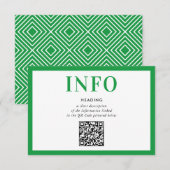 INFORMATIE INSERT moderne Kelly groene QR-code Kaart (Voorkant / Achterkant)