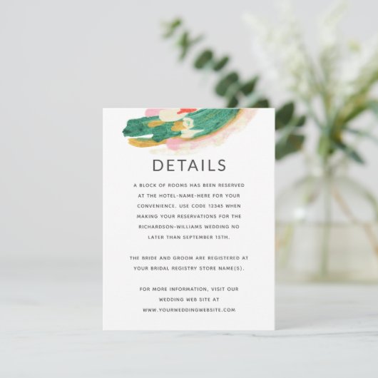 Informatie over Abstract huwelijk met moderne kuns Informatiekaartje (Staand voorkant)