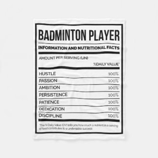 Informatie over Badminton Player en voedingsfactor Fleece Deken