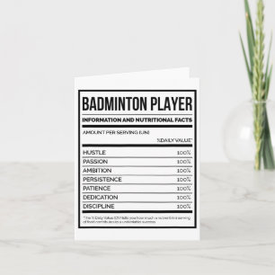 Informatie over Badminton Player en voedingsfactor Kaart