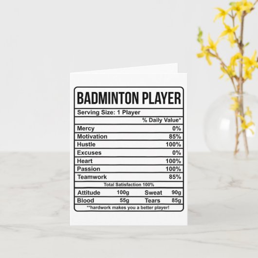 Informatie over Badminton Player en voedingsfactor Kaart (Gele Bloem)