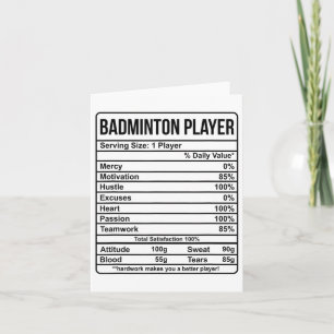 Informatie over Badminton Player en voedingsfactor Kaart