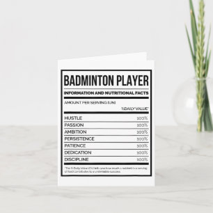 Informatie over Badminton Player en voedingsfactor Kaart