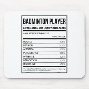 Informatie over Badminton Player en voedingsfactor Muismat