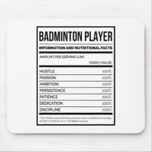 Informatie over Badminton Player en voedingsfactor Muismat