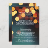 Informatie over blauwgroen Gold Bokeh Lights Wedde Informatiekaartje (Voorkant / Achterkant)