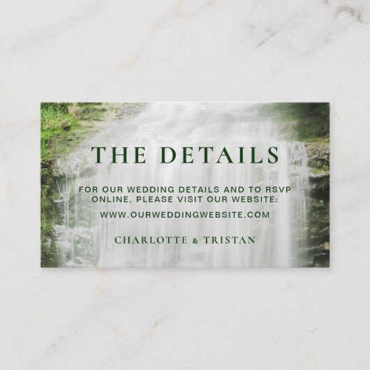 Informatie over de mooie website Waterfall Wedding Informatiekaartje (Voorkant)